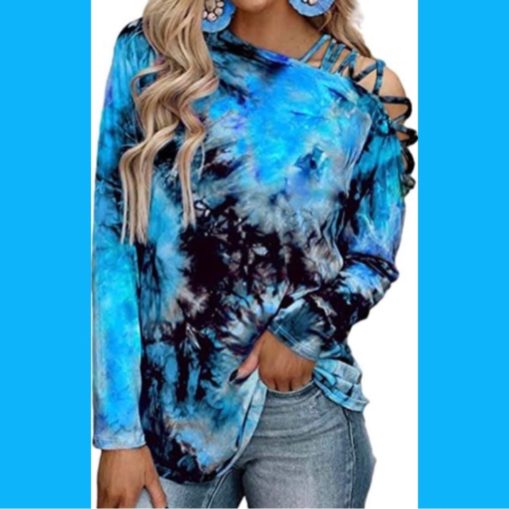 Tie-Dye Criss Cross Shoulder Blouse